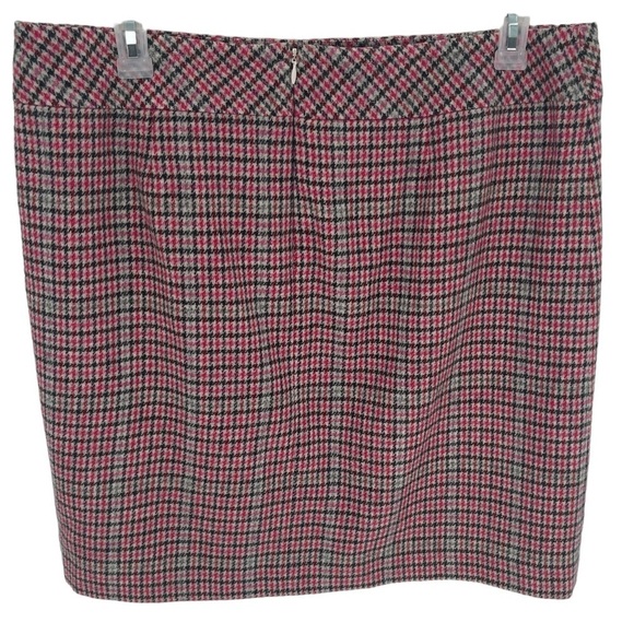 Talbots Straight Skirt Womens Size 16 Wool Blend Pencil Plaid pink black pockets - Picture 2 of 8